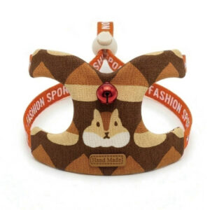 【基礎款】可調式牽引胸背（棕花栗鼠花紋/紅鈴鐺）